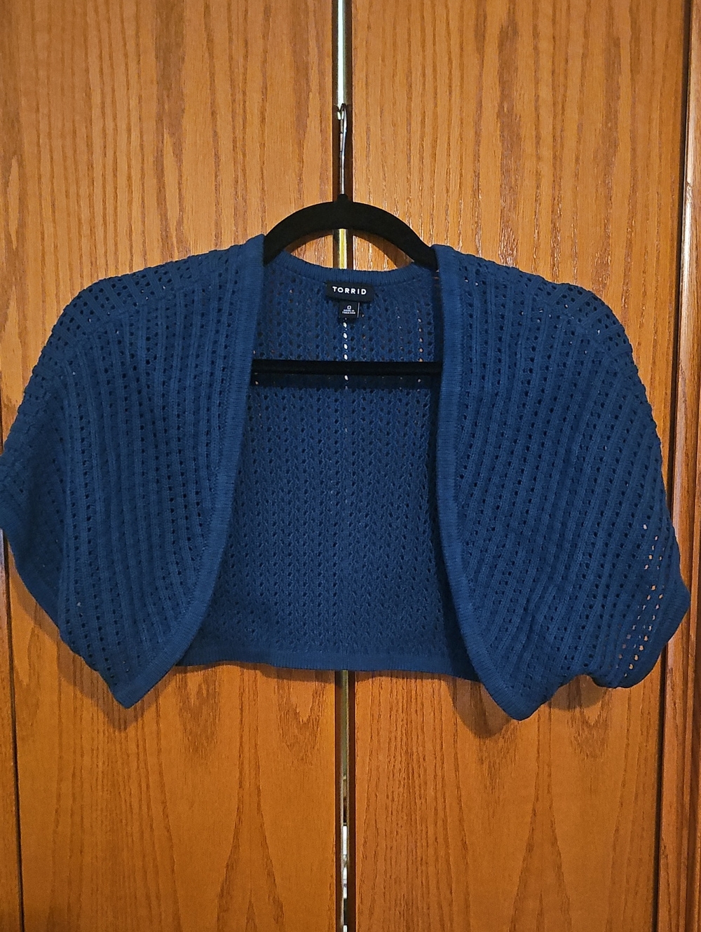 torrid Blue Open-Knit Cropped Bolero Shrug